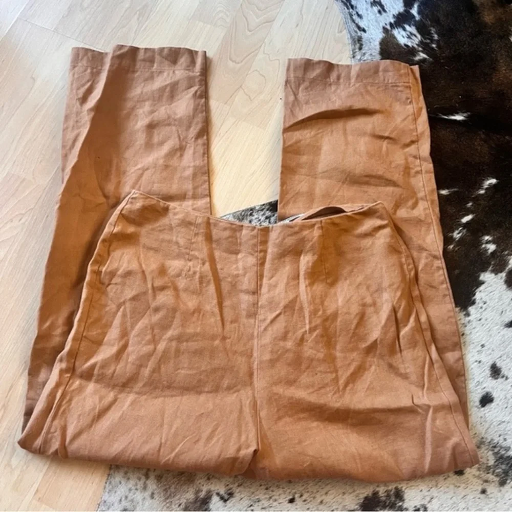 REFORMATION Brown Justin‎ 100% Linen Trouser Pant Size 8